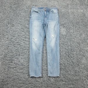 White House Black Market Jeans Womens 2 Blue Skinny Crop High Rise 28x25* Distre